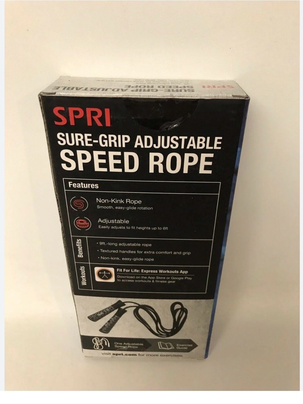 NIB SPRI Sure-Grip Adjustable Speed Rope — Black - Picture 2 of 4